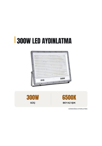 Jupıter Projektör 300w 6500k Beyaz Işık Metalik Gri Ip65 - Lp507-6500k