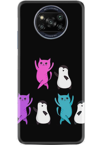 Xiaomi Poco X3 Kılıf Resimli Desenli Silikon Platinium Series Cat Dance 1824