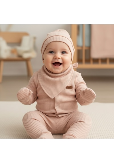 Ürünya Yenidoğan Hastane Çıkışı Çıtçıtlı Düz 5'li Takım Pembe