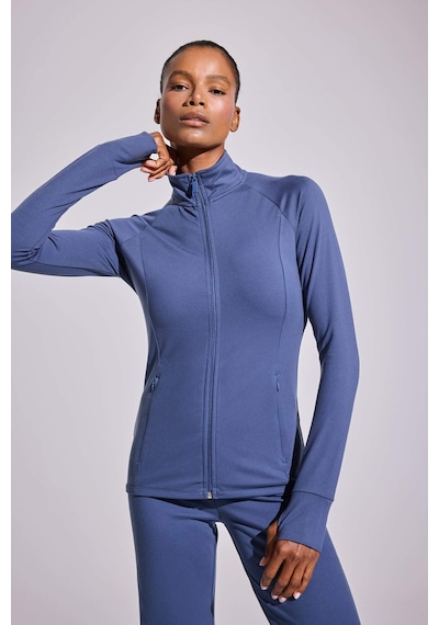 Defacto Defactofit Fitted Vücuda Oturan Ultra Soft Dik Yaka Çift Cepli Parmak Detaylı Fermuarlı Spor Hırka B3985ax25auın231 Indigo