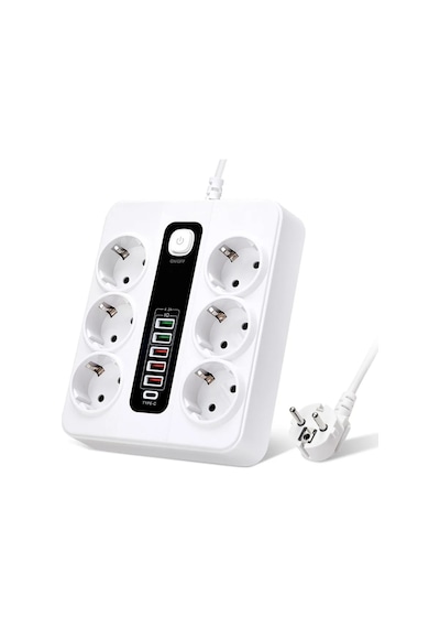 Vothoon Hp-h04 3000w 10amper 6 Lı 2metre Uzatma Kablolu Çoklu Termal Akım Priz 0