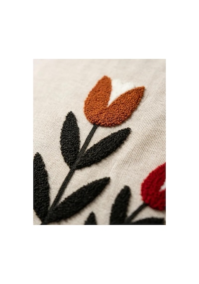 Punch Nakış Kırlent Kılıfı 2'li 40 Cm X 40 Cm Açık Kahverengi - Gri