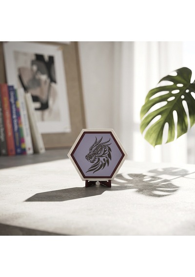 Ejderha Figürüyle Tasarlanmış Dekoratif Masaüstü Süsü, Ofis Ve Ev Ortamına Modern Bir Hava Katan Şık Bir Seçenek 10x10 Cm, Mor