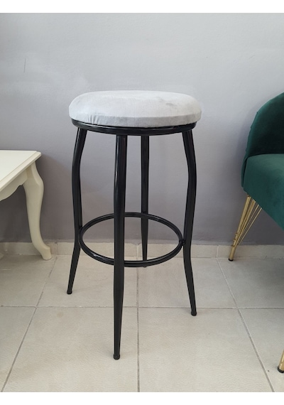Dekoratif Bar Tabure Kara Inci Gri