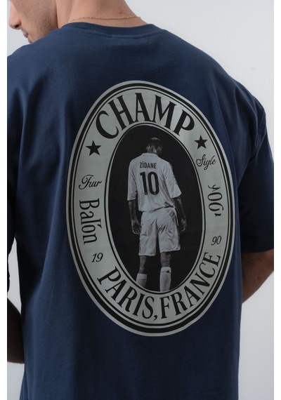Respire Erkek Zidane Baskılı Oversize T-shirt Lacivert