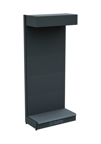 Şapkalı Ve Bazalı Delikli Hırdavat Rafı Antrasit, Tek Ünite W90 H220 D30/40 Cm Siyah