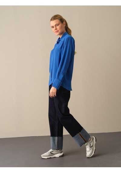 Xint Mavi Oversize Vatkalı Gömlek 750978