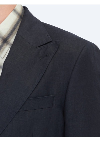 Kip Siyah Düz Modern Fit %100 Keten Ceket