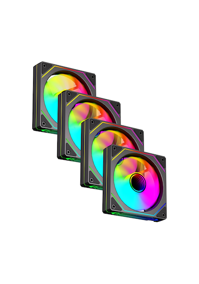 4 Adet 120x120x25mm Double Ring Aynalı Argb 12cm Kasa Fanı Siyah