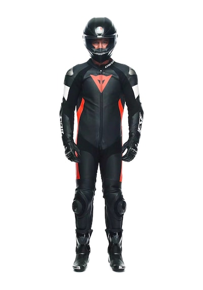 Dainese Daınese/tosa 1 Pcs Leather Suıt Perf. Black Flu Red Whıte Kırmızı
