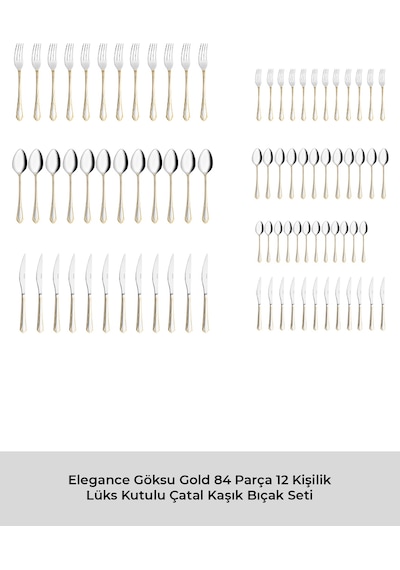 Emsan Göksu Gold 84 Parça Lüks Kutulu Çatal Kaşık Takımı