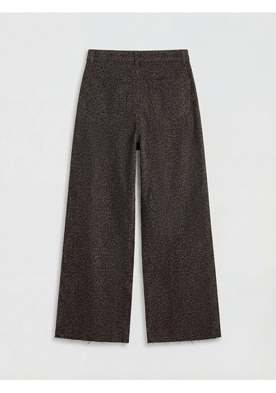 Lcw Modest Kahverengi Wideleg Leopar Desenli Kadın Jean Pantolon