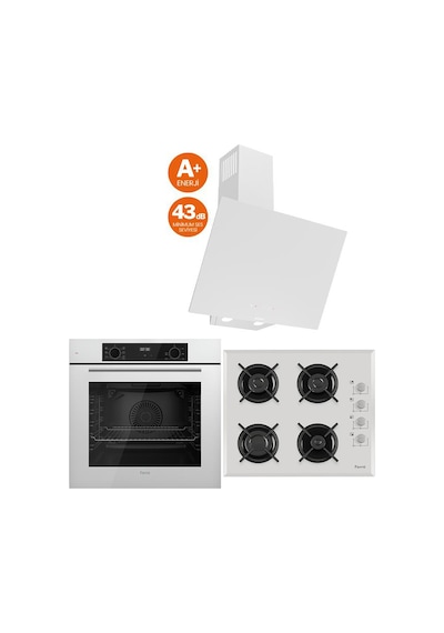 Ferre Whıte Plus Serisi QBL63CB-1140B-D078SA 3lü Cam Ankastre Set