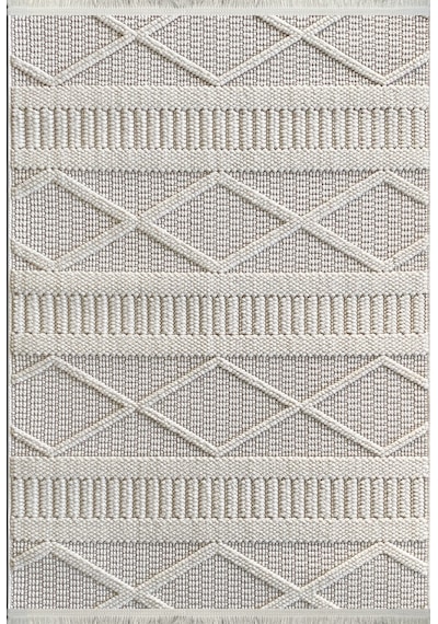 Woolen Tual Anti Alerjik Bukle Halı 8404 Krem Renkli