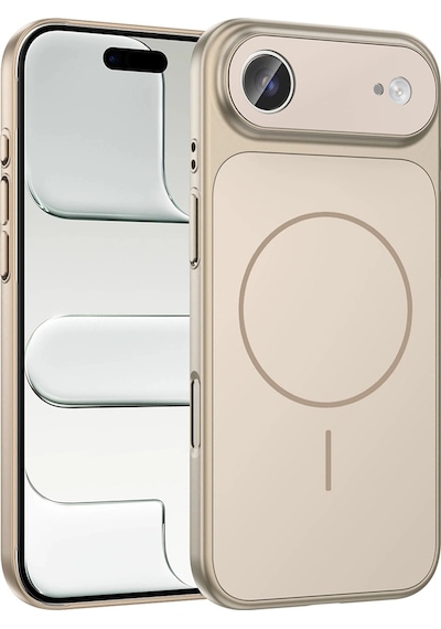 Apple Uyumlu iPad iPhone 17 Air Kılıf Zore M-safe Şarj Özellikli Kamera Korumalı Formen Kapak Gold