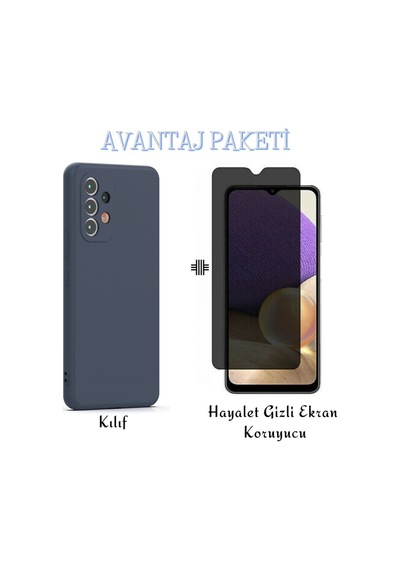 Samsung Galaxy Uyumlu A33 5g Esnek Dayanıklı Soft Tasarım Kılıf Ve Hayalet Gizli Ekran Koruyucu Col177967-lacivert