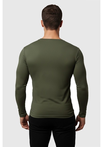 Deepsea Erkek Haki Uzun Kollu Dar Kalıp Ince Sıfır Yaka Sweatshirt 2300423 False Haki