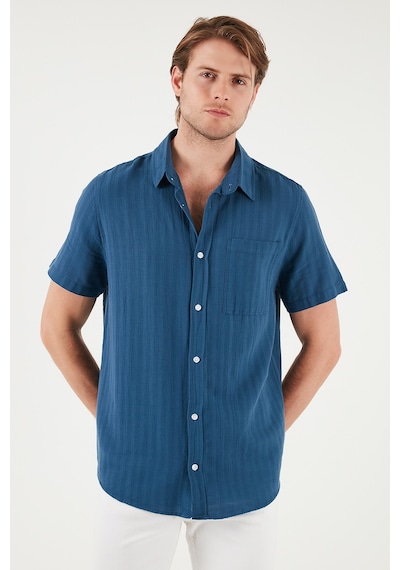 Buratti Pamuklu Regular Fit Tek Cepli Kısa Kol Erkek Gömlek Cf25S128230 Indigo
