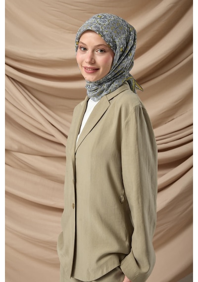 Silk Home Soft Eşarp 73093-22 Asit, Yağ Yeşili, Gri, Ekru