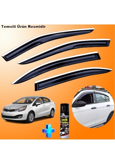 Kia Rio Sedan Mügen Cam Rüzgarlığı Abs Nikelaj Krom Cam Rüzgarlığı 2011-2017 + Ebrayn Lastik Parlatıcı