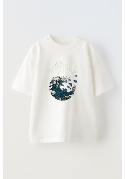 Thewert Unisex Gojira Tasarım Baskılı Pamuk Beyaz Oversize T-shirt