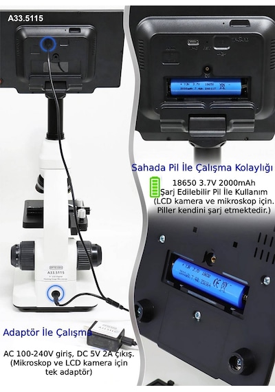 Ece Opto-edu Dijital Mikroskop Isıtıcılı Tabla Sperm Ve Kan Görüntülemeye Özel Veteriner Mikroskobu Kameralı 9" Lcd Ekran