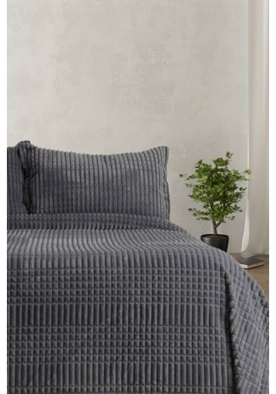 Merinos Modern Line 3 Parça Battaniye Seti - Gri ( Kutulu Çeyizlik ) Gri
