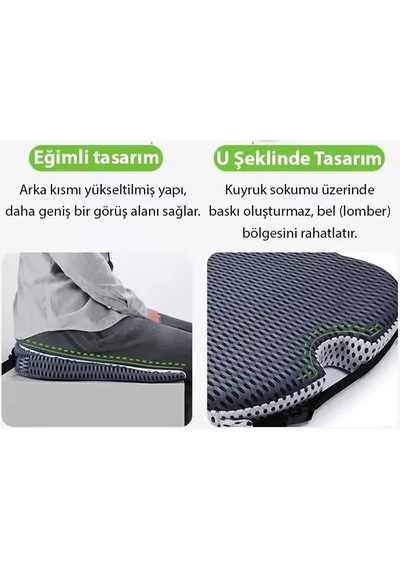 Ally 4 Boyutlu Hafızalı Ortopedik Nefes Alabilir Çıkarılabilir Ergonomik Ev Ve Araç İçin Oturma Minderi- 5775 Siyah