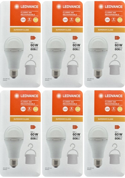 6 Adet Ledvance 8w Sarı Işık 2700k E27 Duylu Kalın Duy Şarjlı Ampul