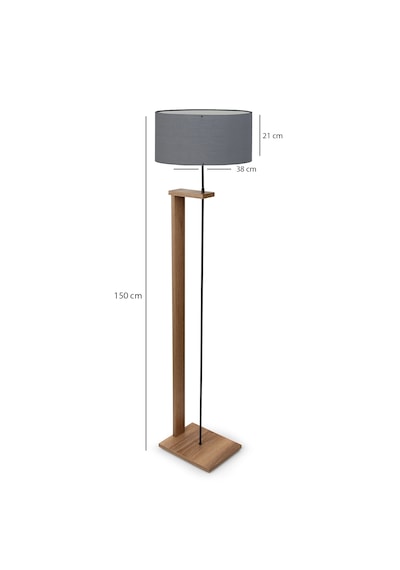 Homing Pi Ahşap Gövdeli Gri Kumaş Başlıklı Lambader Ayd-3132