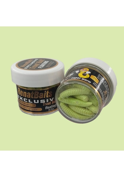 Renat Trout Bait Peynir Kokulu Silikon Kurtçuk Alabalık Yemi 15 Pcs - Küf Yeşili-9562
