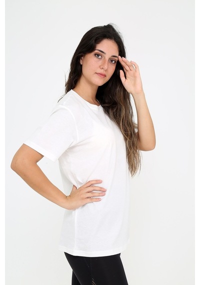 Rubadi Oversize Bol ve Geniş Kesim Bisiklet Yaka Basic Salaş Model T-Shirt Ekru