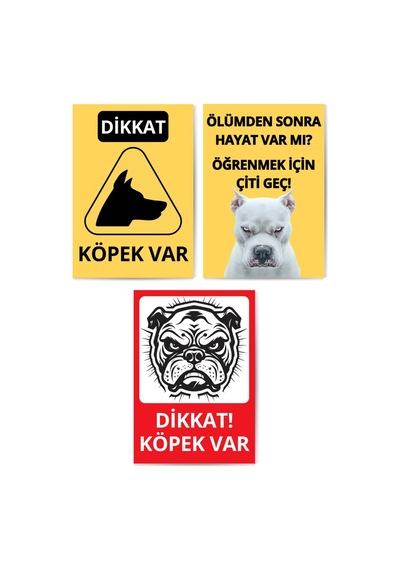 Glassify 3 Lü Dekoratif Köpek Var Uyarı Levhası Seti 25 X 35