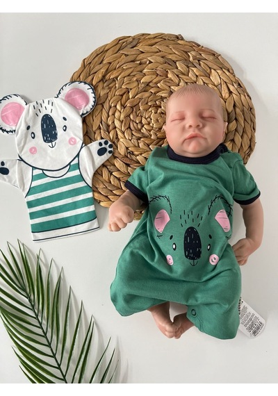 Koala Soğuk Yeşil Baskılı Tulum Kukla Hediyeli Yeşil