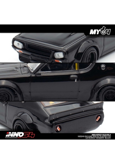 Inno 1/64 Nissan Skyline 2000 Gt-r Kpgc110 Lb Works "kenmeri" Black Çok Renkli