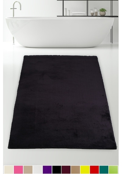 Bonny Home Elite Siyah 80x150 Cm Köşeli Peluş Banyo Paspası Siyah