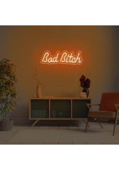 Bad Bitch Yazılı Neon Tabela Turuncu
