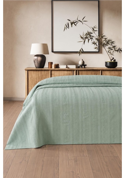 Royam Mevsim Home %100 Pamuk Tek Kişilik Waffle Desenli Yatak Örtüsü Pike 160 X 240 Mint