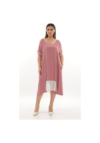 Cepli Yazlık Beden Elbise F10-2370 Pudra