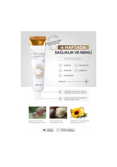 Lebelage ve  Salyangoz Özlü Nemlendirici Göz Kremi Dr. Snail Derma Eye Cream 40 ML