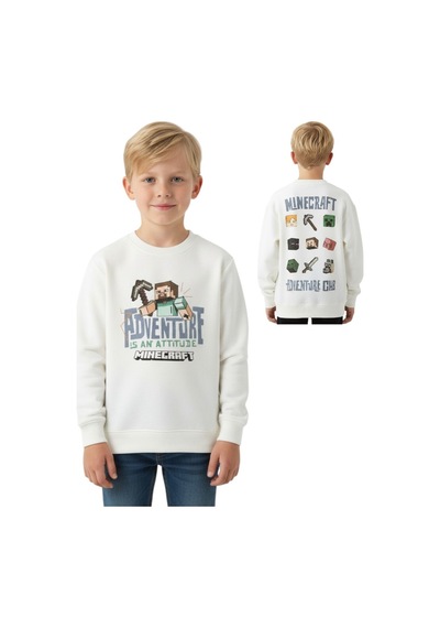Seabubbles Minecraft Çocuk Sweatshirt St09626 KREM