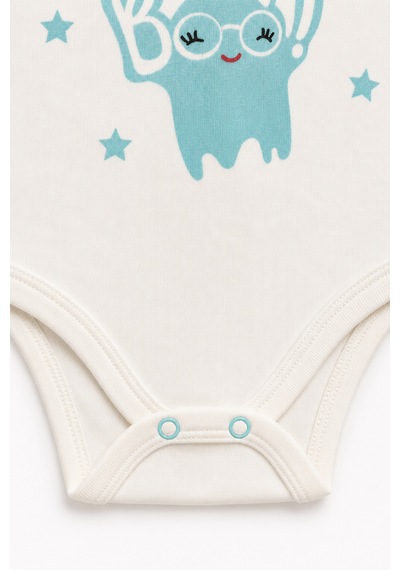 Babyhola 3'lü Bebek Çıtçıtlı Atlet Badi Bö Sevimli Hayalet Desenli 3681 Mint