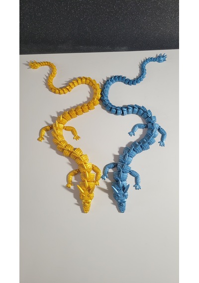 55 Cm 3d Baskı Ejderha Figürü İkili Set Altın & Mavi Hareketli Eklemli Dragon Büyük Boy Dekoratif Masaüstü Süs Koleksiyonluk Hediyelik