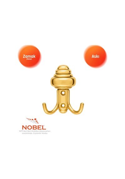 Sarikli Askı, Metal Vestiyer Askısı, 27 Gr, Dolap Ve Duvar Askılığı, Altin Vidalı Altın