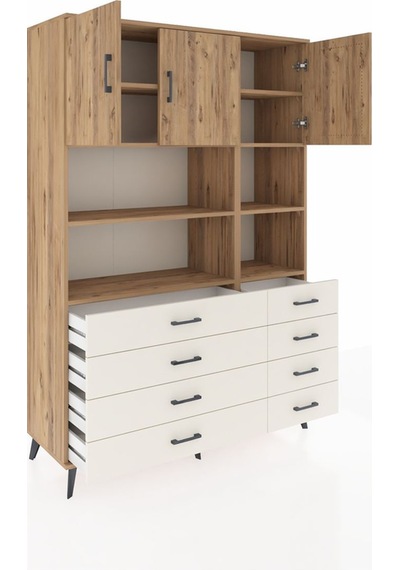 Hyperion Dolap 8 Raflı 8 Çekmeceli 3 Kapaklı 132x44x195 Çam-ç... Çam Hyperion Dolap 8 Raflı 8 Çekmeceli 3 Kapaklı 132x44x195 Çam-ç... Çam