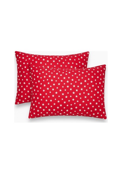 Lionas Desenli Pamuklu Yıldız Desen Yastık Kılıfı 2 Adet 50 X 70cm Kırmızı