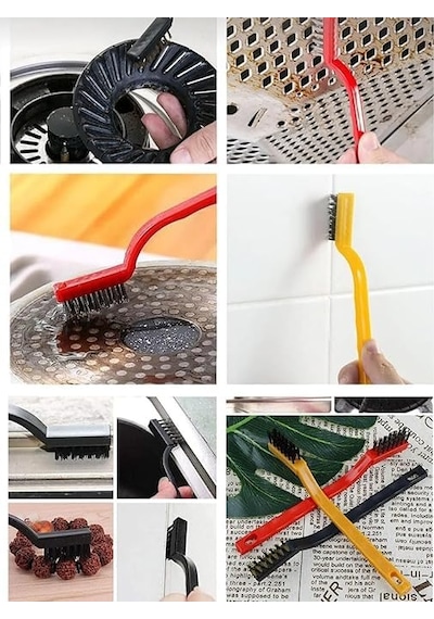 Vıvaluxe 3 Lü Tel Fırça Seti 18 Cm, Pirinç, Çelik Ve Naylon Fırça, Pas, Kir Ve Boya Temizleme İçin Profesyonel Set