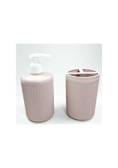 Jenerik Plastik Sıvı Sabunluk Ve Diş Fırçalık Set Renk Pudra Çok Renkli