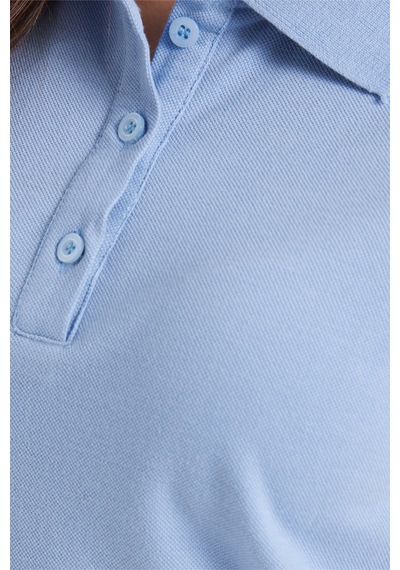 Tudors Kadın Slim Fit Dar Kesim %100 Pamuk Polo Yaka Mavipike Tişört -50837 Mavi