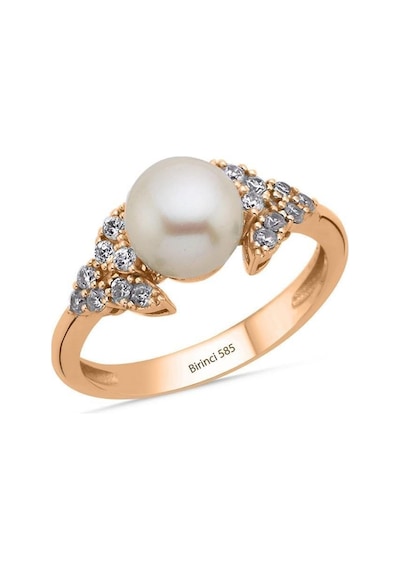 0,2 Ct Doğal İncili Pırlanta Yüzük Rose